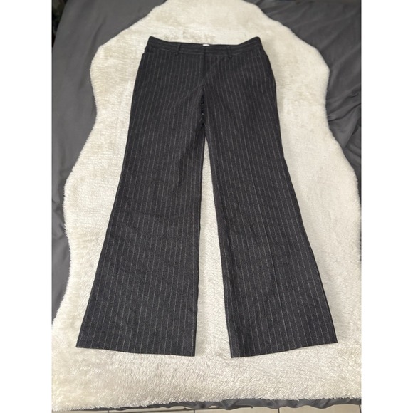 J Crew Stretch Womens Charcoal Striped Wide‎ Wool Blend Dress Pants Size 10 - Picture 1 of 7
